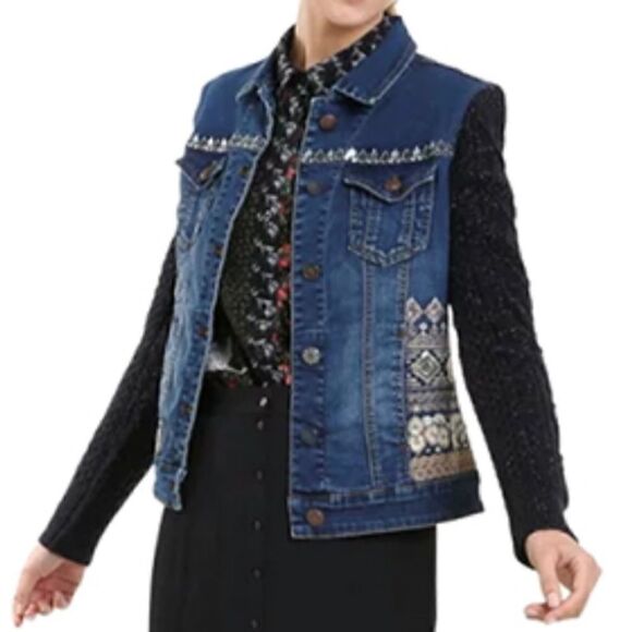 NWT Desigual Women's Chaq_bluefly denim jacket - Picture 2 of 15